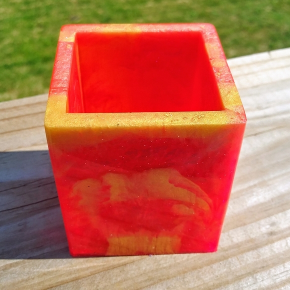 Pen Holder Organizer Cute Gift Art Bright Vivid Handmade Orange - Picture 12 of 13